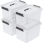18 Quart Storage Boxes, 4-Pack Clear Plastic Storage Bins with Lids