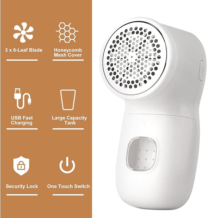 Fabric Shaver Lint Remover Sweater Shavers to Remove Pilling,Rechargeable Sweater Defuzzer with 2 Extra Blades, Fuzz Remover for Clothes Couch Furniture