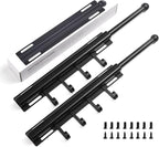 BaiNong 12" Valet Rod for Closet Pull Out With 4 Hooks Valet Rods for Closets (2Pack Black) Closet Valet Rod Slide Out