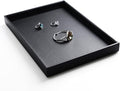 Oirlv Black Leather Jewelry Display Flat Tray Perfume Accessories Trinket Watch/Earring/Ring Storage Organizer