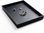 Oirlv Black Leather Jewelry Display Flat Tray Perfume Accessories Trinket Watch/Earring/Ring Storage Organizer