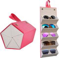 Kenpal Sunglasses Storage Organizer Holder Foldable Travel Case with 5 Slot Compartments for Multiple Glasses