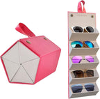 Kenpal Sunglasses Storage Organizer Holder Foldable Travel Case with 5 Slot Compartments for Multiple Glasses
