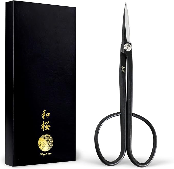 Wazakura Yasugi Steel Series Twig Bonsai Scissors Made in Japan 8-1/4inch (210 mm), Japanese Garden Snip Tools, Flower and Herb Trimming Shears - Yasugi Steel Twig Scissors