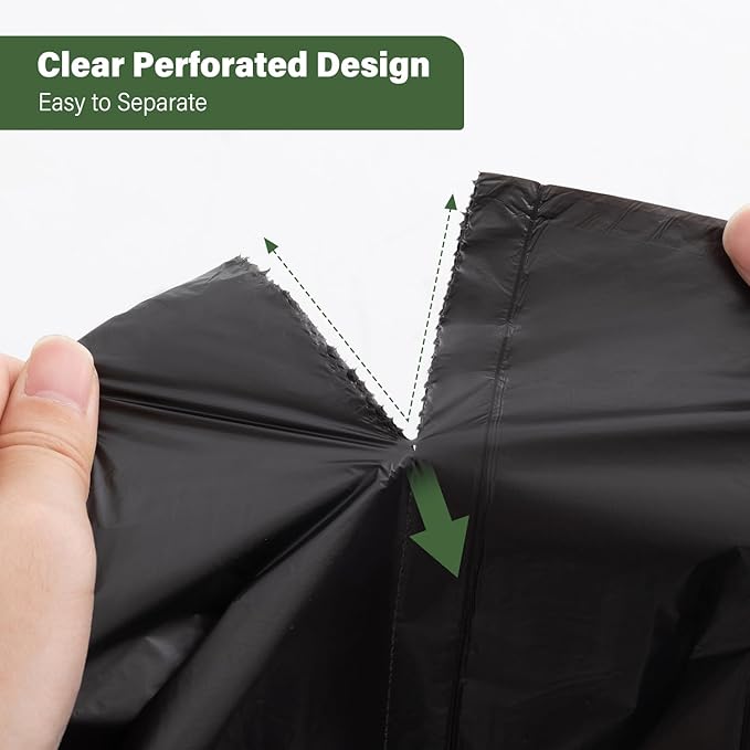 Jaoul Trash Bags 8 Gallon, Strong Tear & Leak Resistant Medium Garbage Bags, 0.97 Mil Extra Strong Trash Bags for 30 Liter Trash Can, Suitable for Kitchen, Bathroom, Restroom, Car, Black, 60 Counts
