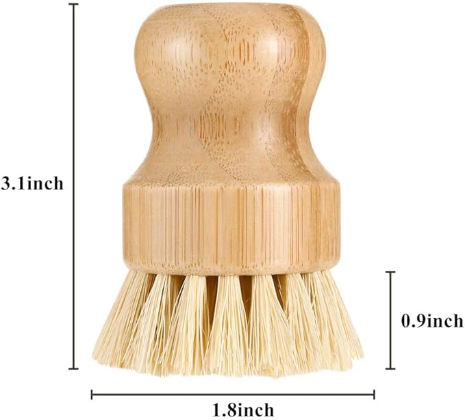 4 Packs Bamboo Palm Scrub Brush Sisal Dish Brush Round Natural Dish Scrubber for Cast Iron Pots, Pans, Kitchen Sink and Vegetable
