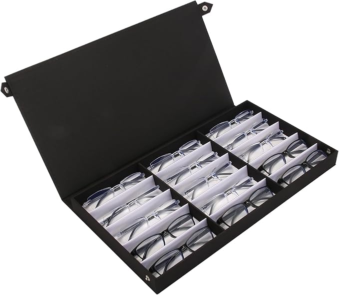 15-Slot Eyeglass Case Organizer - Large Capacity Storage for Prescription Glasses & Eyeglasses, Great for Retail & Home Use