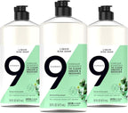 9 Elements Dishwashing Liquid Dish Soap, Eucalyptus Scent Cleaner, 16 oz Bottles (Pack of 3)