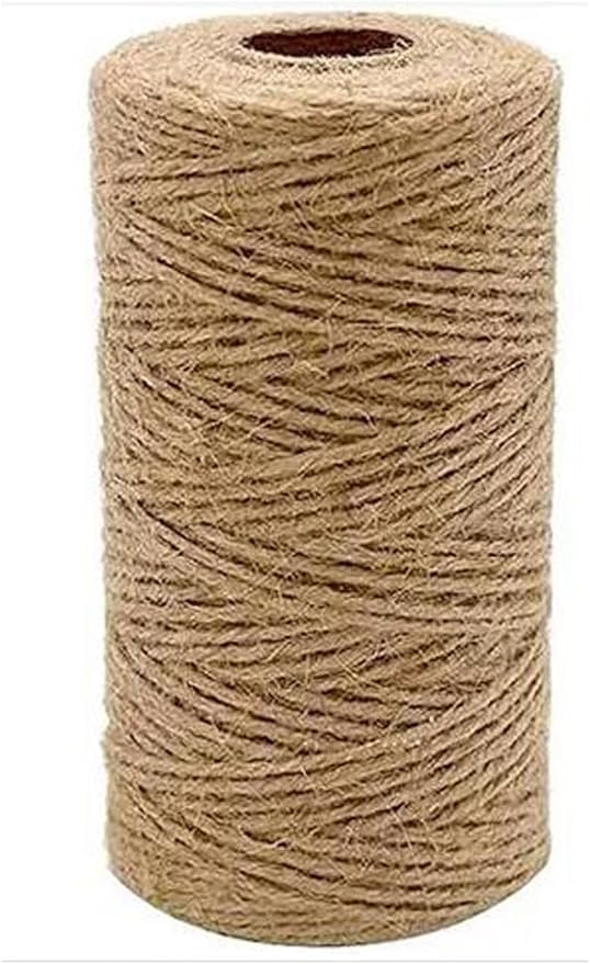 1/8 in (3 mm) X 164 Ft (50 Meters) Jute Twine Rope String for Home Decorating, Cat Scratcher Post Tree, DIY Arts Crafts, Garden, Binding, Packing Material