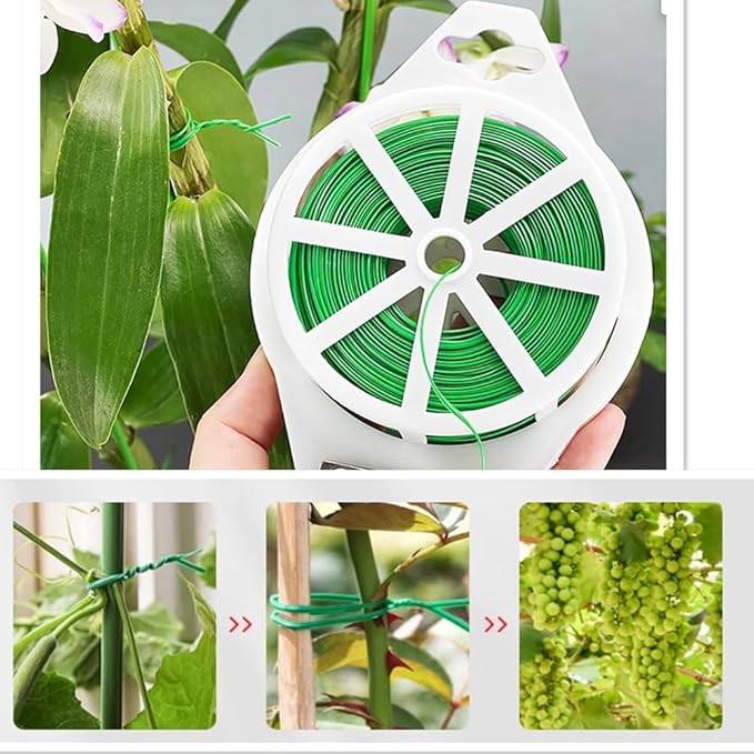 656ft (200m) Twist Ties, Garden Plant Ties with Cutter, Reusable Multifunctional Plant Ties, Fixing Vines Plant Support for Gardening Home Office(Green)