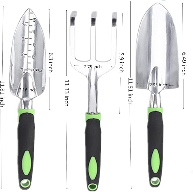 SZHDXSY,Garden Tools Set 3 Pack Garden Hand Shovels Garden Trowels , Included Trowel, Transplant Trowel and Cultivator Hand Rake,Durable Garden Hand Tools ,with Ergonomic Rubberized Non-Slip Grip,
