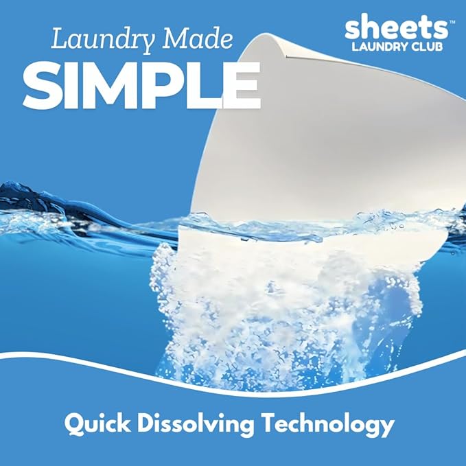 Sheets Laundry Club Laundry Detergent Sheets, 100 Loads - Lavender Scent, Eco-Friendly, Quick-Dissolving Formula, Hypoallergenic, Septic Safe, Plastic-Free Packaging - 50 Sheets