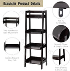 UTEX 4-Tier Ladder Shelf, Bathroom Shelf Freestanding, 4-Shelf Spacesaver Open Wood Shelving Unit, Ladder Shelf (Espresso)