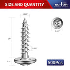 #8 x 3/4" Wood Screw 500Pcs 410 Stainless Steel Standard Thread Truss Head Fast Self Tapping by SG TZH