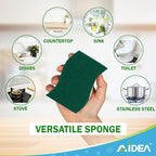 AIDEA Heavy-Duty Scrub Sponges, 24Count, Sponge for Non-Coated Cookware, Kitchen Sponges for Dishes, Scrubbing Power for Tough Messes, Cleaning Sponge for Kitchen, Bathroom, Household