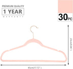 MIZGI Premium Velvet Hangers (30 Pack) Heavy Duty - Non Slip Felt Hanger - Blush Pink - Rose Gold 360 Degree Swivel Hooks,Space Saving Clothes Hanger,Durable Strong for Suits,Coats,Dress