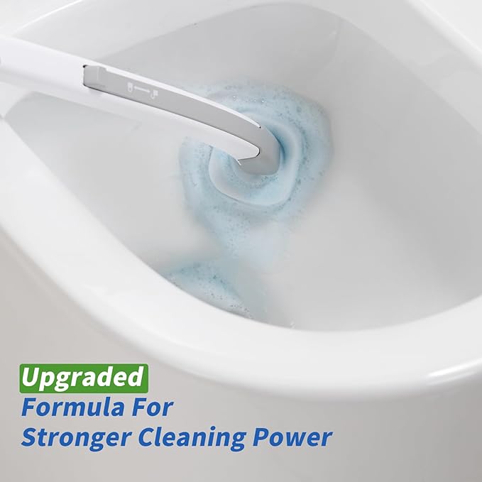 oshang Disposable Toilet Brush 2 Pack- Toilet Bowl Cleaner, Toilet Cleaning Supplies, Toilet Brush with Holder, 28 Refills for Deep Cleaning and Hygienic Bathroom Maintenance