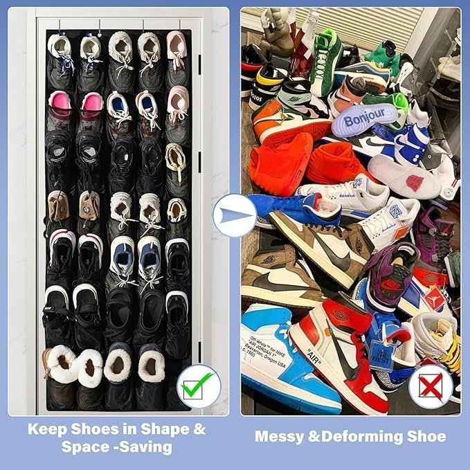40 Mesh Pocket Over the Door Shoe Organizer,Hanging Shoe Rack for Closet Storage Holder for Dorm Room College Classroom Storag(Grey)
