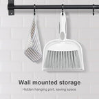 NACENA Small Dust Pan and Brush Set, Mini Broom and Dustpan Set Small Hand Broom and Brush Combo Dust Pan with Teeth for Home Cleaning Drawers Desktop Sofas and Outdoor, White & Gray