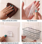 2 Set Adhesive Hanging Wall Basket Inside Cabinet Door Organizer,Wall StorageBasket-No Drilling Adhesive wall Basket for Cupboard Door, Space-Saving Small Hanging Baskets for Wall Mount Storage,Black