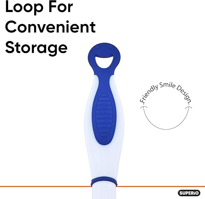 Superio Rubber Squeegee Blue 10", Streak Free All Purpose Window Squeegee, Comfort Grip Handle and Hanging Hook.