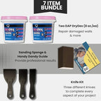 Drywall Repair Kit Bundle with DAP Drydex Spackling Pink, Sanding Block, Putty Knives, Handy Dandy Guide, and Nail Hole Filler for Walls