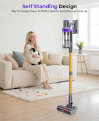 Cordless Vacuum Cleaner, 580W 48KPA 65Mins Runtime Self-Standing Vacuum Cleaners for Home, Stick Vacuum with Charging Dock Station Removable Battery, Handheld Vacuum for Carpet,Pet Hair,Hardwood Floor