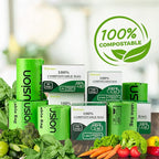 2.6 Gallon Compostable Trash Bags, 100 Count, Extra Thick 0.71 Mil, Certified by BPI and ASTM D6400, Perfect Fit for Small Trash Cans