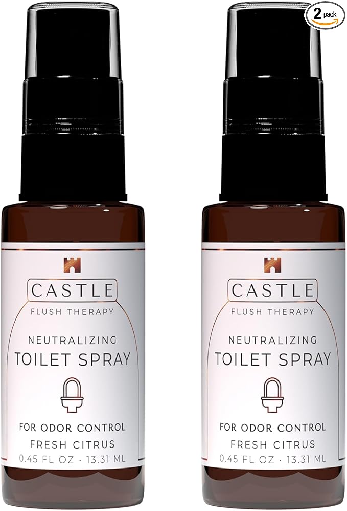Castle Flush Therapy Neutralizing Toilet Spray | Odor Control | Bathroom Freshening Spray | Neutralizes Odors at the Source | Gentle Yet Powerful Formula | Fresh Citrus | 0.45 oz (2 Pack)
