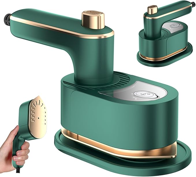 Portable Handheld Garment Iron, Rotary Garment Iron, Dry and Wet Electric Irons, 10S Fast Heating Travel Steamer for Clothes, Wrinkle Remover Steamer, Mini Steam Irons for Home Travel (Green)