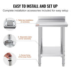 Mophorn Stainless Steel Table Work Table 24 x 24 x 34 Inch Commercial Food Prep Worktable Heavy Duty Prep Worktable Metal Work Table with Adjustable Feet for Restaurant, Home and Hotel