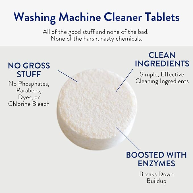 THE CLEAN PEOPLE Washing Machine Cleaner - Washer Machine Cleaner Tablets for Removing Odor, Grime & Scale Buildup - Front Load and Top Load Laundry Machine Cleaner - 6 Count