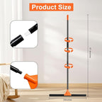 Heavy Duty Floor Squeegee for Concrete Tile Cleaning, 24" Rubber Wiper Squeegee Broom with Long Handle, Commercial Scrubber Mop for Garage Deck Bathroom Kitchen Pool Glass