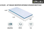 Magic Mopper Sponge Eraser Mop Pad | Compatible with Swiffer Wet Jet and 12" Wet Spray Mops | 12-inch Magic Sponge Eraser Mop Pad | 3 Pack