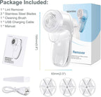 Fabric Shaver, Lint Remover for Clothes, Electric Lint Remover with 3 Replaceable Blades, Removes Fabric Pills, Rechargeable Sweater Defuzzer Pill Remover (White)