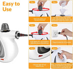 Handheld Pressurized Steam Cleaner with 12 pcs Accessories, Portable Steamer for Cleaning, Steam Cleaner for Home Use, Steamer for Cleaning Car, Furniture, Floor, Upholstery, Grout and Tile, Deep Gray