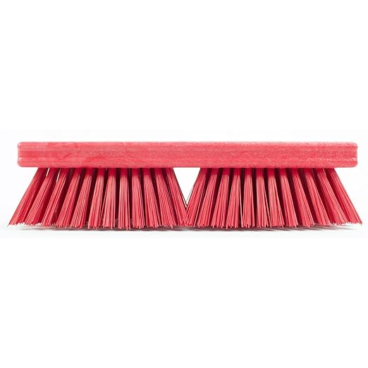 SPARTA Plastic Floor Scrub Brush, Brush Head Only, Deck Brush with ACME Standard Thread Fitting for Deck, Industrial Kitchens, and Hospitals, 10 Inches, Red, (Pack of 6)