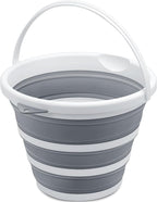 Goderewlid Collapsible Bucket 2.6 Gal/10L, Space-Saving, Portable Foldable Water Pail for Versatile Use, Home, Outdoors, Car Wash, Camping, Fishing - Grey, Single Pack