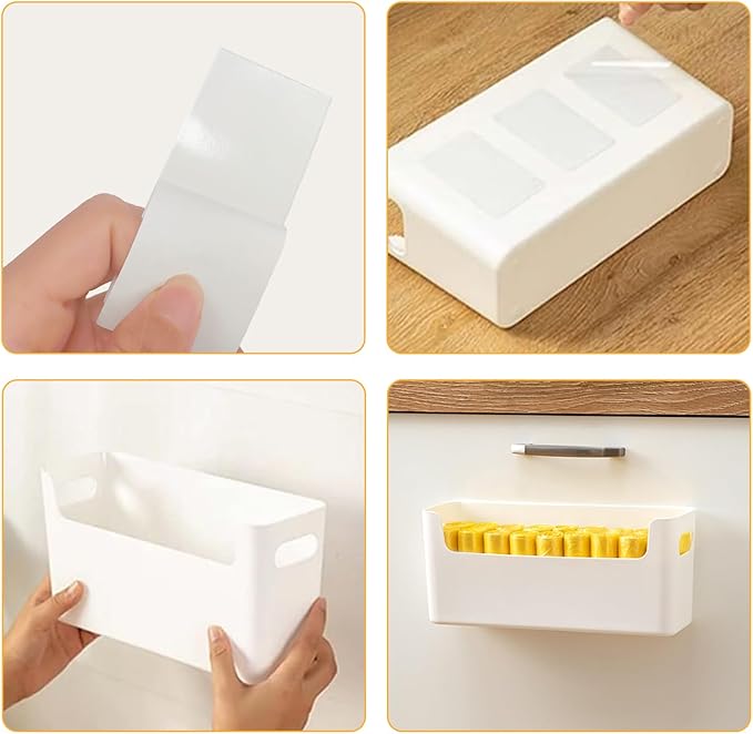 2 Pack Cabinet Organizer Storage, Adhesive Over Cabinet Door Organizer, No Drilling Space Saver Plastic Storage Containers Multi-Use for Kitchen Bathroom Office Bedroom, Translucent