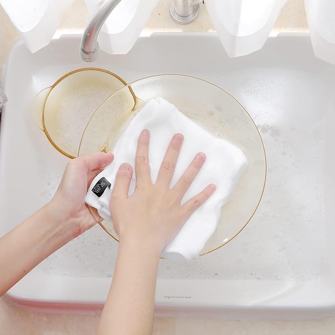 Homaxy 100% Cotton Waffle Weave Kitchen Dish Cloths, Ultra Soft Absorbent Quick Drying Dish Towels, 12 x 12 Inches, 6-Pack, White