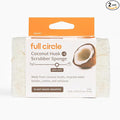 Full Circle Coconut Scrubber Sponges, Pack of 2 – Dual-Sided, Plant-Based Sponges Made with Coconut Shells, Cellulose & Recycled Materials, Safe for Nonstick Cookware