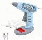 Cordless Hot Glue Gun Kit Includes 30 Hot Glue Sticks, Switch with 10W Drip-proof Design with 15-Second Fast Heating, Suitable for DIY Crafts, Fabric, Wood & Home Repairs (Blue)