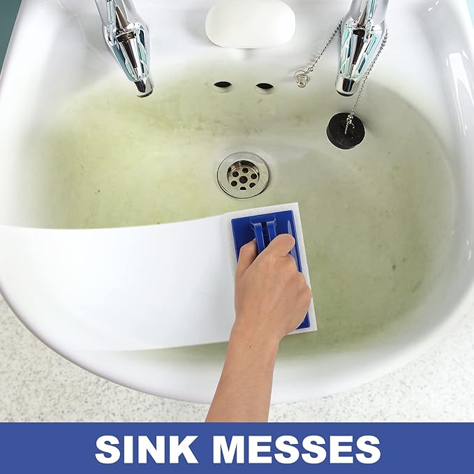 Handled Bath Scrubber, Bathroom Scouring Pad, Heavy Duty Cleaning Sponge Scrub Brush, Non-Scratch Remove Soap Scum, for Cleaning Shower Tile Bathtube Sink Spas Hot Tubs, Swimming Pool Step & Corner