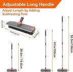 Floor Scrub Brush with Long Handle, BITOPE 3 in 1 Stiff Bristles Deck Brush 360° Rotating Floor Scrubber with Squeegee, Tweezer for Clean Patio, Deck, Tile, Concrete, Balcony Outdoor