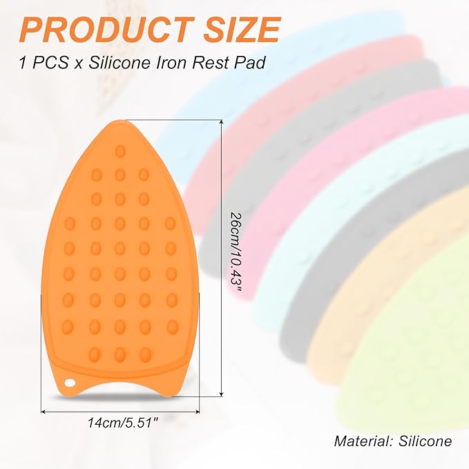 PATIKIL Silicone Iron Rest Pad, Multipurpose Hot Heat Resistant Iron Rest Plate Protective Pad for Ironing Board Hot Resistant Steamer Steam Compact Mat, Orange