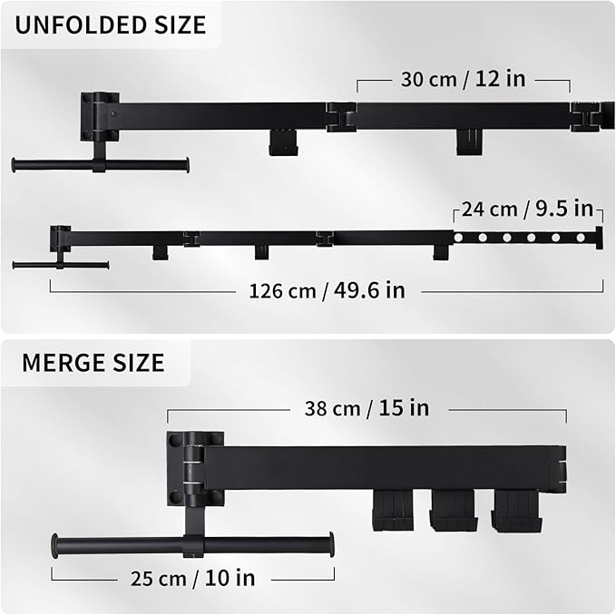 Wall Mounted Clothes Drying Rack,Drying Rack Clothing Wall Mount with Foldable Features(Tri-Fold),Space Saver,Wall Mounted Drying Rack for Laundry Balcony Bathroom (Black)