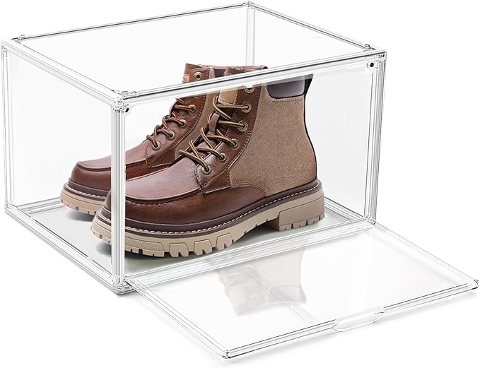 1 Pack Clear Shoe Organizer for Closet Shoes Storage Box for Sneakerheads Plastic Stackable Sneaker Display Case Storage Bins with Lids,Size 14