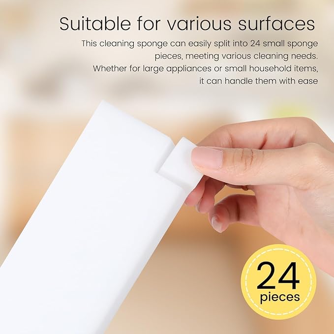 TRENDBOX Melamine Sponges Magic Cleaning Sponges Melamine Foam for Dishes Eraser Sponges for Kitchen (White, 6.3x2.4x0.7 Inch (Pack of 40))