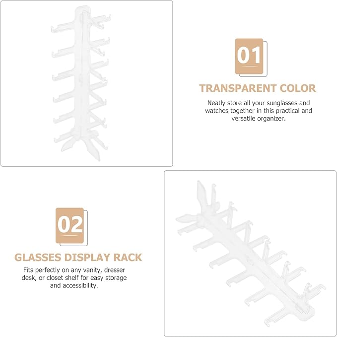 PRETYZOOM Multi-Tier Glasses Display Stand 6-Layer Plastic Sunglasses Storage Holder Rack Eyewear Organizer for Home and Retail Use