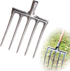 Pitch Fork Head for Garden, 5-Tine Spading Digging Fork Head, Hay Manure Mulch Fork Replacement Head, Metal Pitchfork Head for Ardwork, Farming, and Outdoors